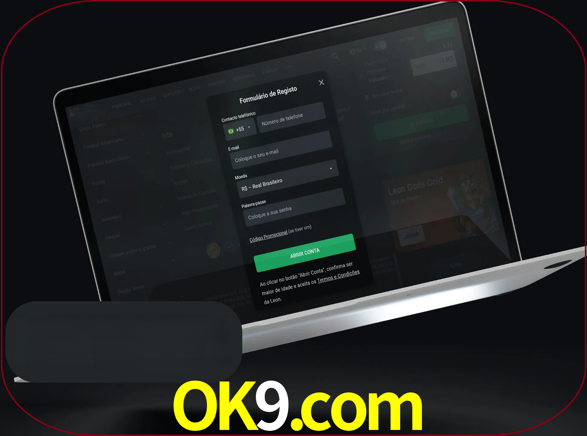 Abra o site da LeonBet e crie sua própria conta.