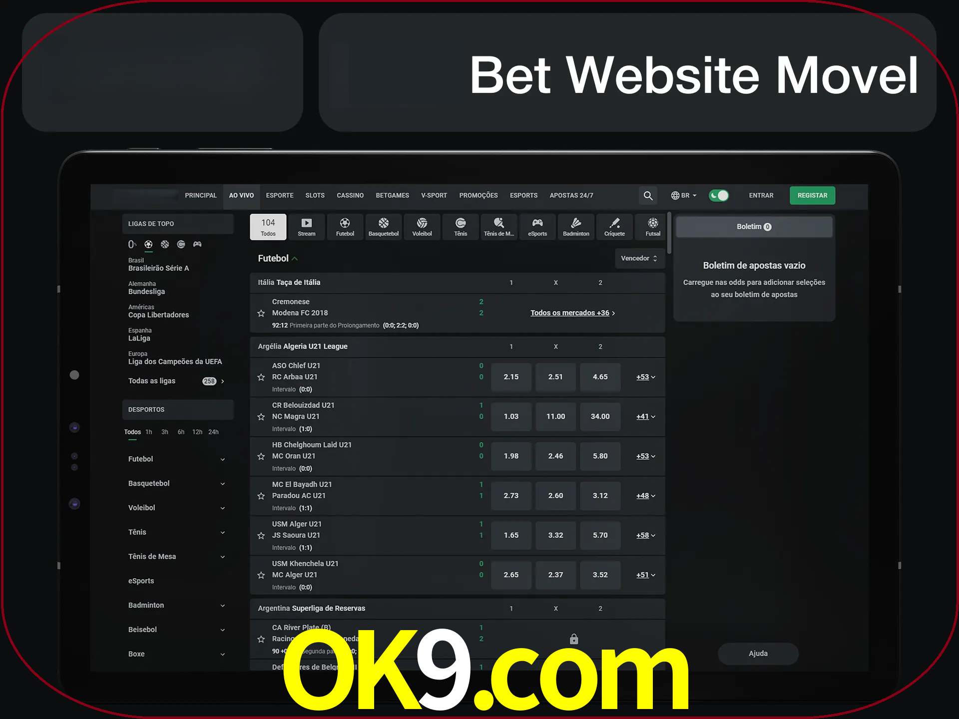 Use nosso website em qualquer dispositivo.